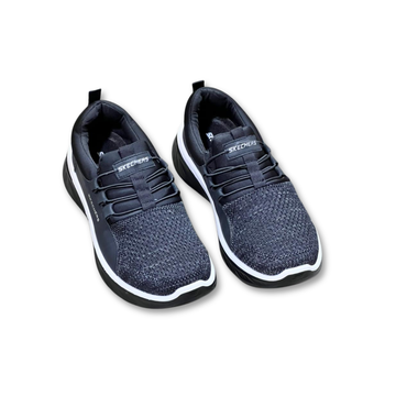 ES402 – Premium Quality Medicated Skechers, Fixed Laces, PU Sole, Foldable,  washable soft and comfortable, lightweight - Black