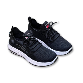 ES405 – Double colour pu sole laces style shoes, Soft and Comfortable Foldable Double Color Sole, Lightweight – Black