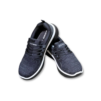 ES402 – Premium Quality Medicated Skechers, Fixed Laces, PU Sole, Foldable,  washable soft and comfortable, lightweight - Black