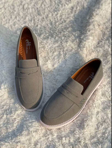 ES421 - PU Sole Velvet Rexine Comfortable stylish Foldable Sole, Lightweight - Grey